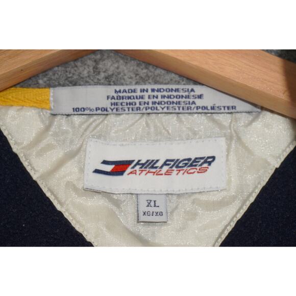 Tommy Hilfiger Athletics Navy Fleece Quarter Zip Men XL Drawstring Hem Y2K Sport - Picture 5 of 6